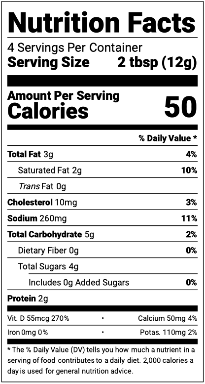 Nutrition Facts for Tuscan Garlic